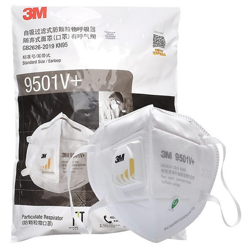 3M 9501V+ KN95 Valved Particulate Respirator Masks